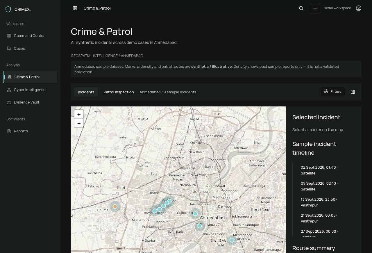 Crime & Patrol — captured from the working CRIMEX application